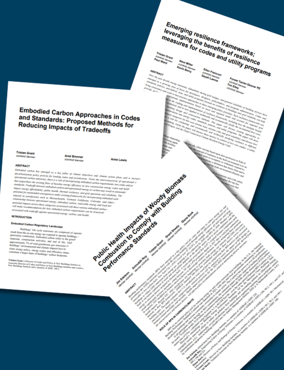 Three white research papers arranged like a collage on a dark blue background, angled and overlapping.
